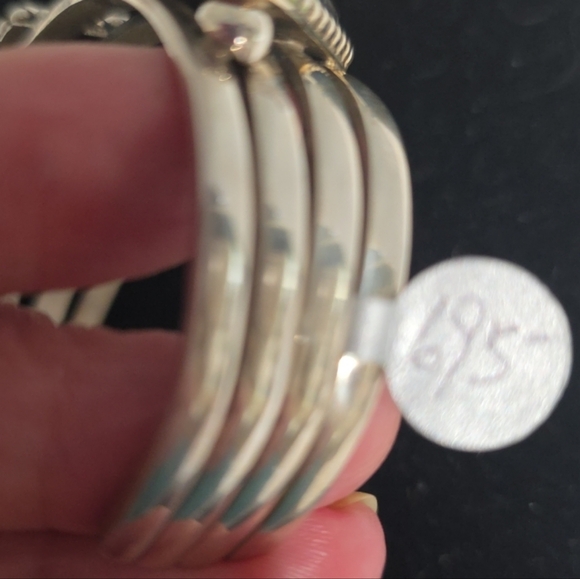 Sterling Silver Navajo Cuff Bracelet & Ring Set Signed Azurite Stones - Picture 7 of 16